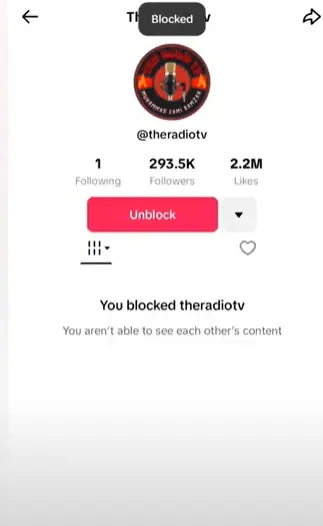 user blocked on TikTok